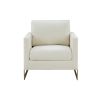 Modrest Prince Contemporary Cream & Gold Fabric Accent Chair