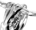 Saluting Man Resin Sculpture, Large, Chrome, Large - Size 19" x 37" x 14"