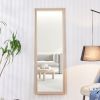 Third generation, light oak solid wood frame full-length mirror, large floor standing mirror, dressing mirror, decorative mirror, suitable for bedroom