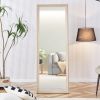 Third generation, light oak solid wood frame full-length mirror, large floor standing mirror, dressing mirror, decorative mirror, suitable for bedroom