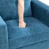 Blue Linen Living Room Sofa Set