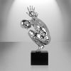 Saluting Man Resin Sculpture, Large, Chrome, Large - Size 19" x 37" x 14"