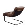 ACME Dolgren Accent Chair in Sahara Top Grain Leather & Matt Iron Finish 59948
