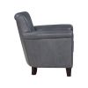 Classic Traditional Accent Chair 1pc Solid Wood frame Burnish Gray Top-Grain Leather Nailhead Trim Living Room Furniture