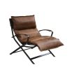 ACME Zulgaz Accent Chair in Cocoa Top Grain Leather & Matt Iron Finish 59951