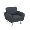 Black Grey Linen Living Room Sofa Set