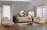 Luxurious Style Traditional Design 1pc Chaise Lounge Brown Textured Fabric Upholstered Button-Tufted Foam Padded Seating