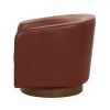 Tessa Caramel Top Grain Leather Wood Base Swivel Chair
