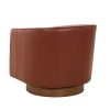 Tessa Caramel Top Grain Leather Wood Base Swivel Chair