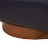 Tessa Midnight Blue Top Grain Leather Wood Base Swivel Chair