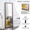 Third generation, solid wood frame full body mirror with deep wood grain color, large floor standing mirror, dressing mirror, decorative mirror, suita