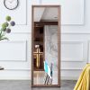 Third generation, solid wood frame full body mirror with deep wood grain color, large floor standing mirror, dressing mirror, decorative mirror, suita