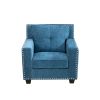 Blue Linen Living Room Sofa Set