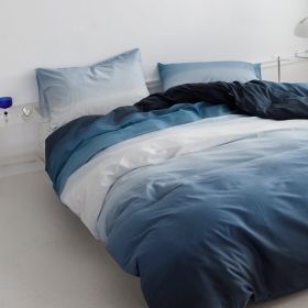 Spring Summer Simple Gradient Series Ins Cotton Four-piece Set (Option: Blue-Fitted Sheet-1.8m bed 4piece set)