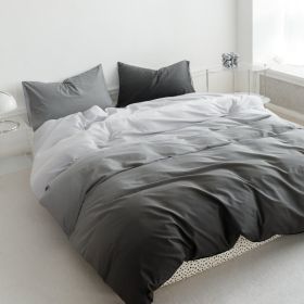 Spring Summer Simple Gradient Series Ins Cotton Four-piece Set (Option: Grey-Bed sheet type-1.8m bed 4piece set)
