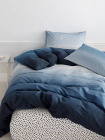 Spring Summer Simple Gradient Series Ins Cotton Four-piece Set (Option: Blue-Bed sheet type-1.5m bed 4piece set)