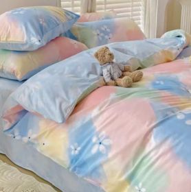 Simple Gradient Color Bed Four Sets Of Cotton Pure (Option: Rainbow-Flat Sheet-2m)