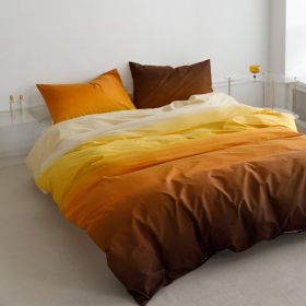 Spring Summer Simple Gradient Series Ins Cotton Four-piece Set (Option: Yellow-Bed sheet type-2m bed 4piece set)