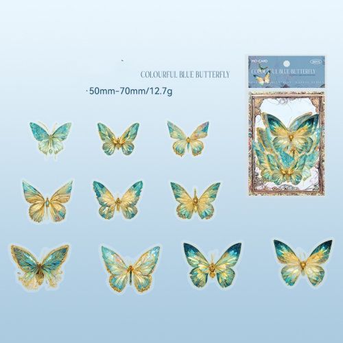Mocard PET Sticker Package Boundless Butterfly Spectrum Series Three-dimensional Ice Crystal Laser Gold INS Style Butterfly Notebook Gu Nano SIM