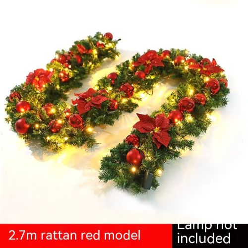 Christmas Colorful Ball Rattan Latte Art Christmas Tree Garland Doors And Windows Stair Layout Hanging Decorations