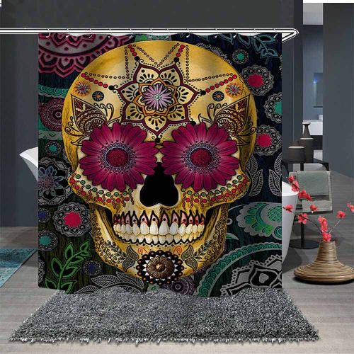 Skull Digital Print Shower Curtain