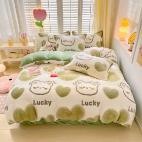Winter Thickened Fleece Four-piece Set (Option: CY Good Luck Bear-150 X200cm Single Duvet Cover)