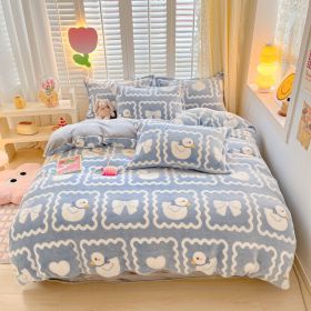 Winter Thickened Fleece Four-piece Set (Option: CY Happy Duck-150 X200cm Single Duvet Cover)