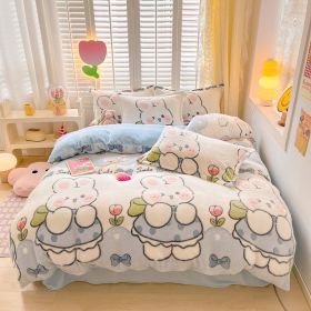 Winter Thickened Fleece Four-piece Set (Option: CY Girl Rabbit-150 X200cm Single Duvet Cover)