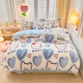 Winter Thickened Fleece Four-piece Set (Option: CY Cute Bear-150 X200cm Single Duvet Cover)