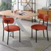 Dining Chairs Set of 2,Round Upholstered Sherpa Fabric Dining Room Chairs with Curved Backrest,Mid-Century Modern Accent Chairs with Black Metal Adjus