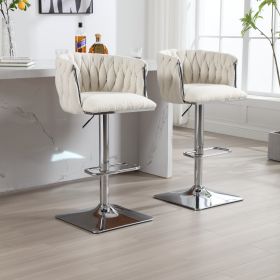 COOLMORE Vintage Bar Stools with Back and Footrest Counter Height Dining Chairs 2PC/SET (Color: as Pic)