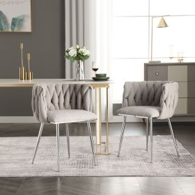 COOLMORE Leisure Dining Chairs Accent Chair Velvet Accent Lounge Chair With Metal Feet 2PC/SET (Color: as Pic)
