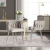 COOLMORE Leisure Dining Chairs Accent Chair Velvet Accent Lounge Chair With Metal Feet 2PC/SET