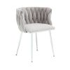 COOLMORE Leisure Dining Chairs Accent Chair Velvet Accent Lounge Chair With Metal Feet 2PC/SET