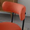 Dining Chairs Set of 2,Round Upholstered Sherpa Fabric Dining Room Chairs with Curved Backrest,Mid-Century Modern Accent Chairs with Black Metal Adjus