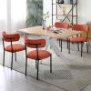 Dining Chairs Set of 2,Round Upholstered Sherpa Fabric Dining Room Chairs with Curved Backrest,Mid-Century Modern Accent Chairs with Black Metal Adjus