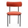 Dining Chairs Set of 2,Round Upholstered Sherpa Fabric Dining Room Chairs with Curved Backrest,Mid-Century Modern Accent Chairs with Black Metal Adjus