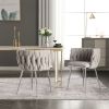 COOLMORE Leisure Dining Chairs Accent Chair Velvet Accent Lounge Chair With Metal Feet 2PC/SET