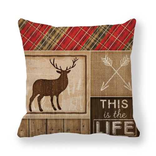 Deer Bear Wild Animal Retro Simple Style Linen Encryption Fine Linen Pillow Cover