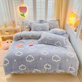 Winter Thickened Fleece Four-piece Set (Option: CY Milk Cloud-220 X240cm Single Duvet Cover)