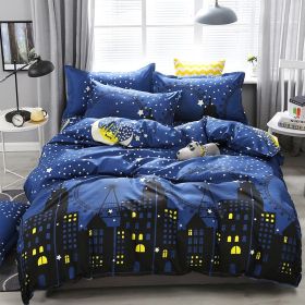 Bedding Four-piece Set Bed Sheet Quilt Cover (Option: Town Story-220x240 4 Set)