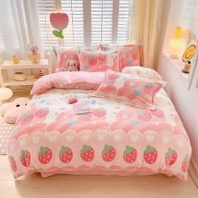 Winter Thickened Fleece Four-piece Set (Option: CY Ice Cream Bear-120cm Bed Sheet Three Pieces)