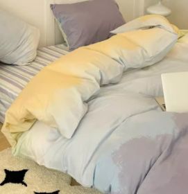 Simple Gradient Color Bed Four Sets Of Cotton Pure Cotton (Option: Gradation violet-1.8m bed sheet 2m)