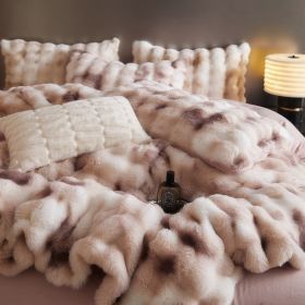 Fur Velvet Four-piece Set Fitted Sheet Set Bedding (Option: Apricot-150cm Flat Sheet)