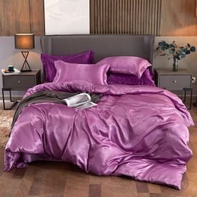 Ice Four-piece Set Cool Bare Sleeping Real Silk Quilt Cover Sheets (Option: Cameo Brown-4 Style)